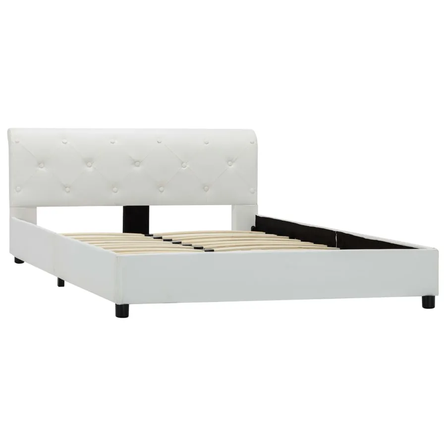 Cadre de lit sans matelas blanc similicuir 120x200 cm - 3