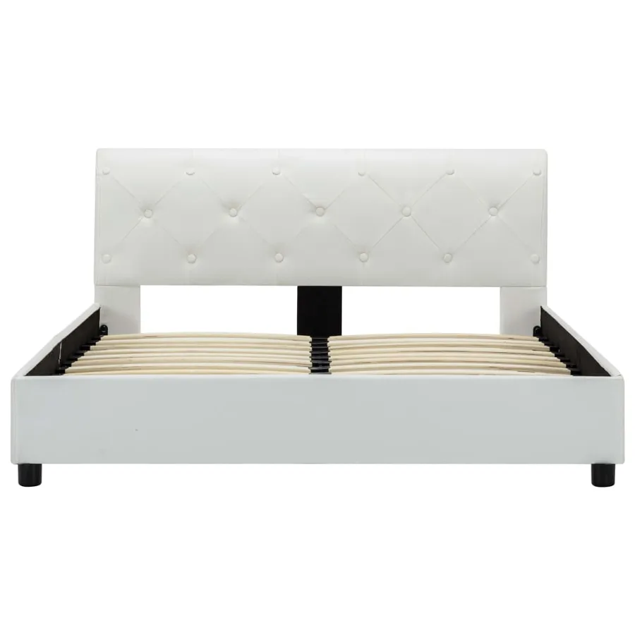Cadre de lit sans matelas blanc similicuir 120x200 cm - 4