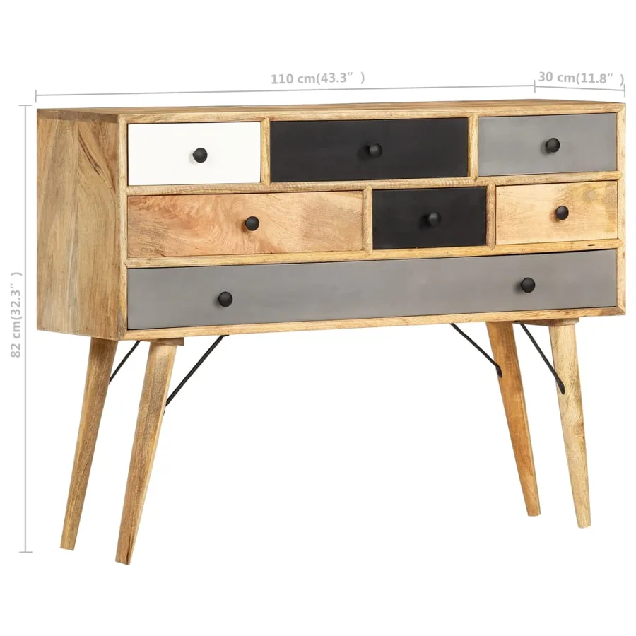 Buffet 110x30x82 cm Bois de manguier massif - 8