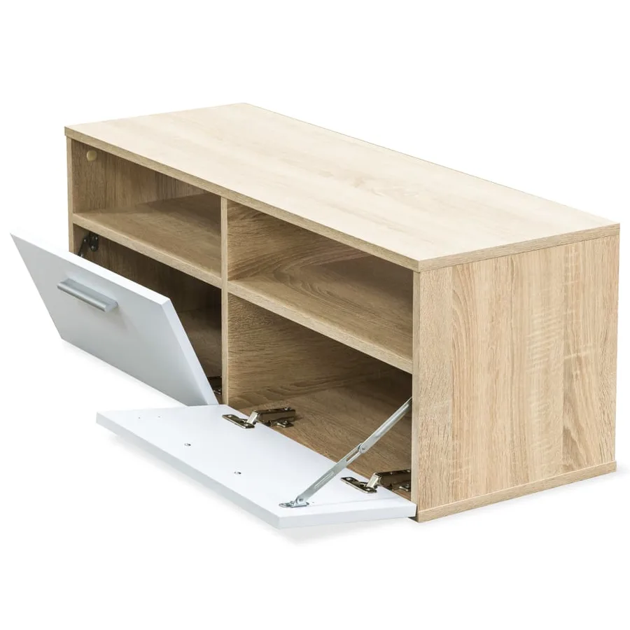 Meuble TV Bois d’ingénierie 95x35x36 cm Chêne et blanc - 3