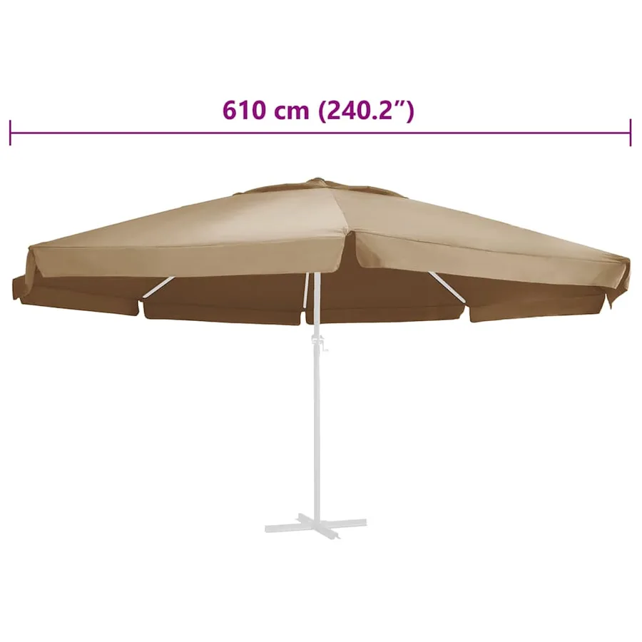 Tissu de remplacement pour parasol d'extérieur Taupe 610 cm - 5