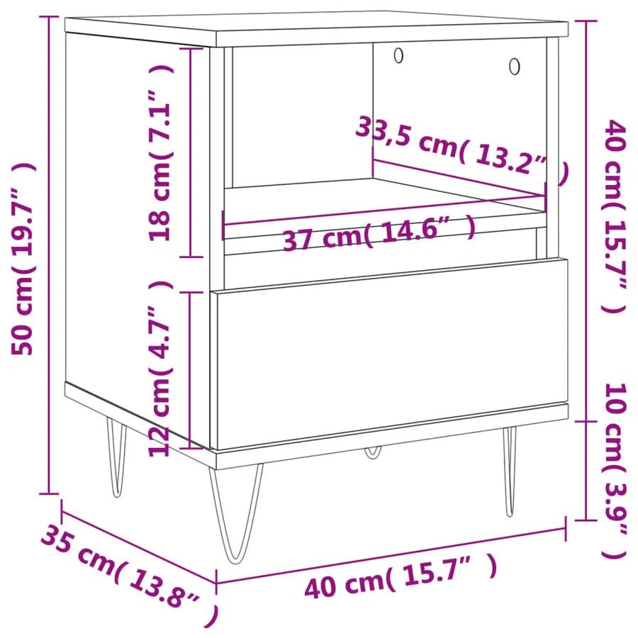 Tables de chevet 2 pcs sonoma gris 40x35x50 cm bois ingénierie - 12
