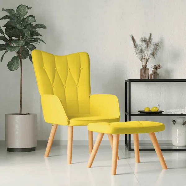 Chaise de relaxation avec tabouret Jaune moutarde Tissu