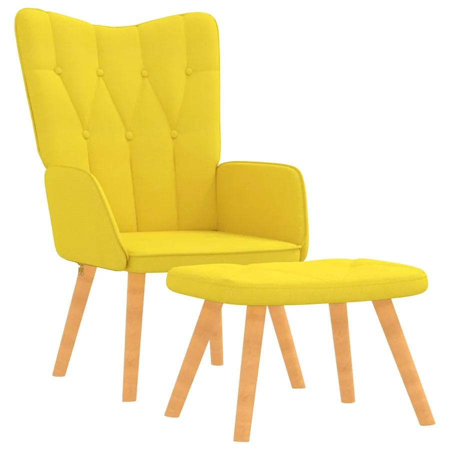 Chaise de relaxation avec tabouret Jaune moutarde Tissu - 2
