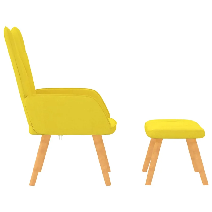 Chaise de relaxation avec tabouret Jaune moutarde Tissu - 3