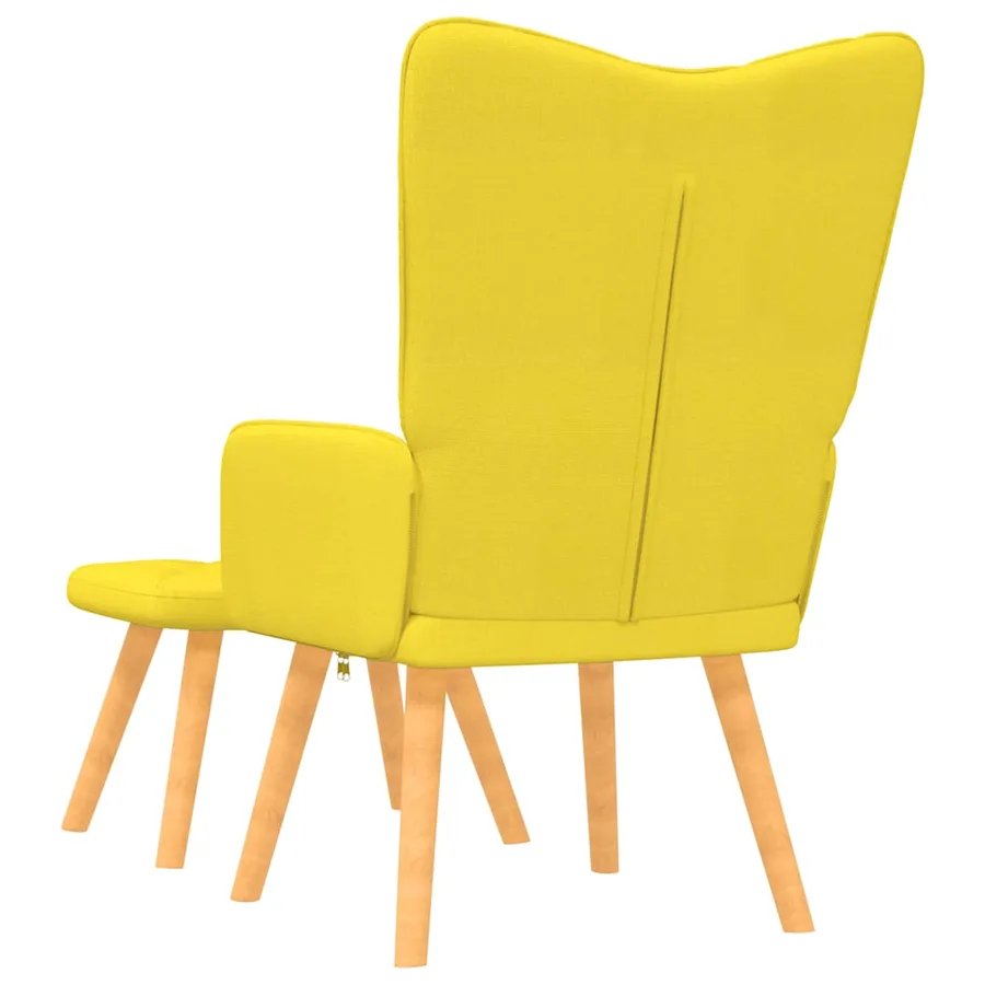 Chaise de relaxation avec tabouret Jaune moutarde Tissu - 4