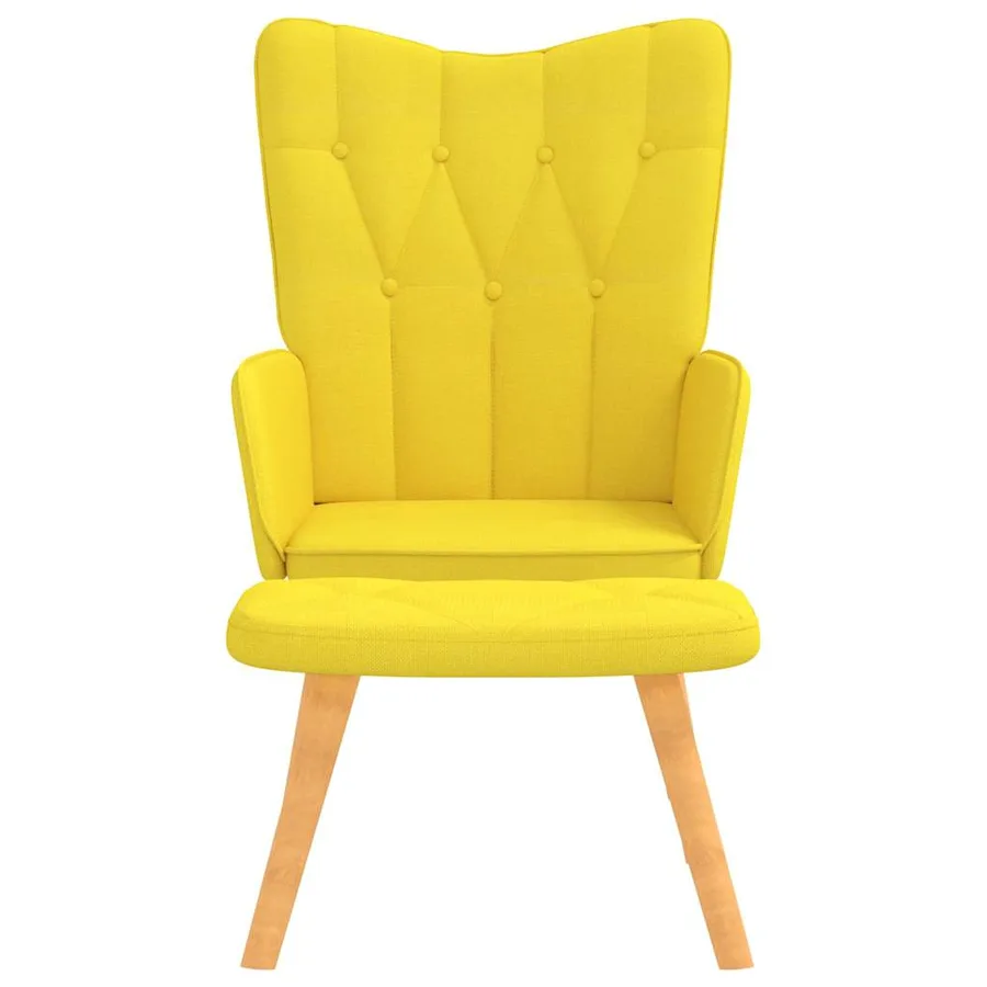 Chaise de relaxation avec tabouret Jaune moutarde Tissu - 8