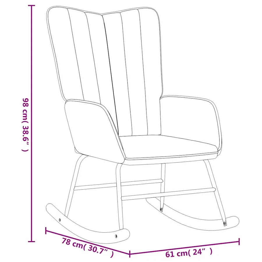 Chaise à bascule avec repose-pied Jaune moutarde Velours - 10