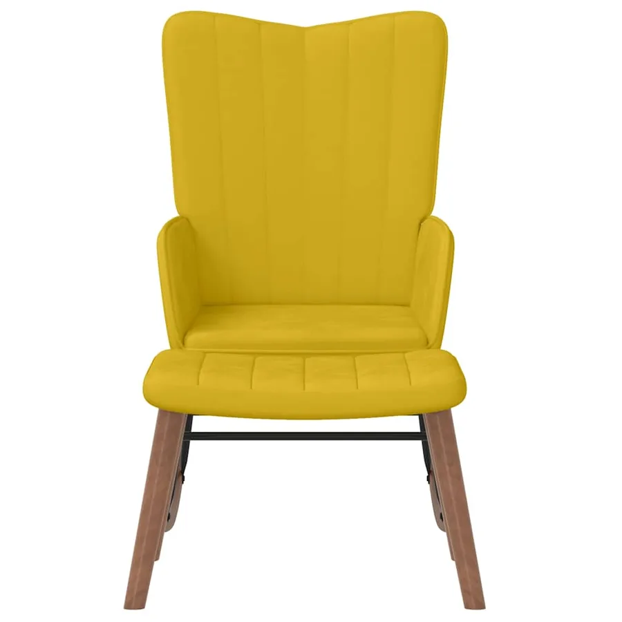Chaise à bascule avec repose-pied Jaune moutarde Velours - 3