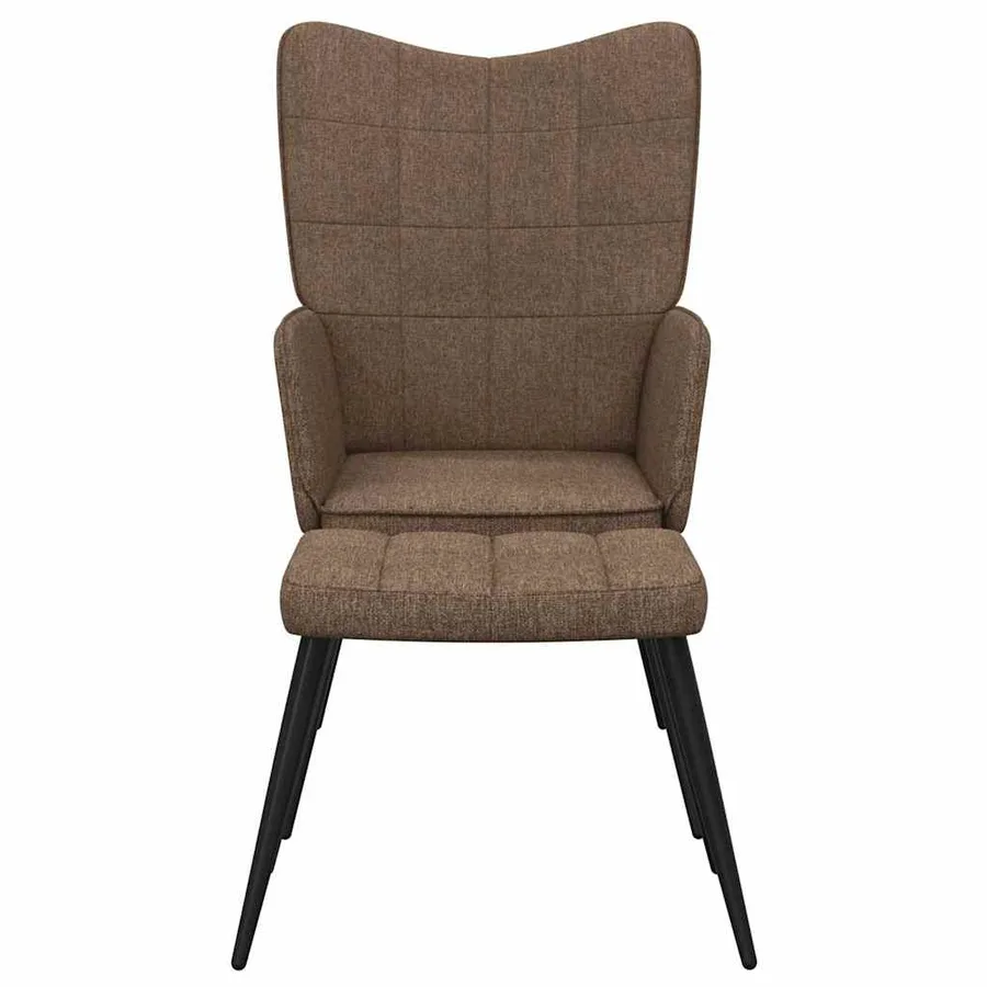 Chaise de relaxation avec tabouret Marron Tissu - 4