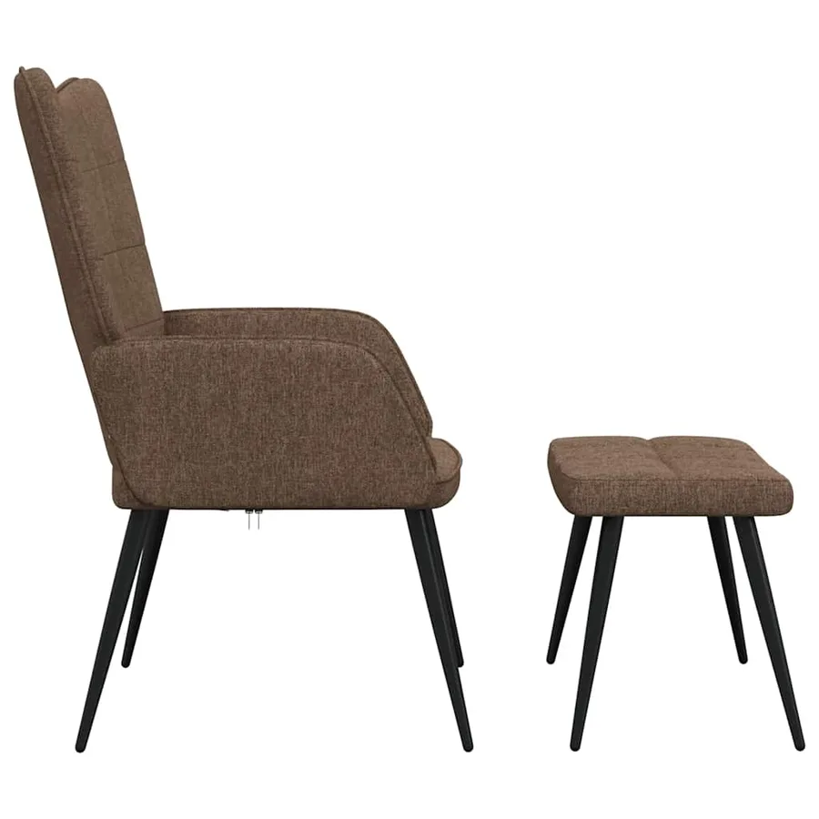 Chaise de relaxation avec tabouret Marron Tissu - 6