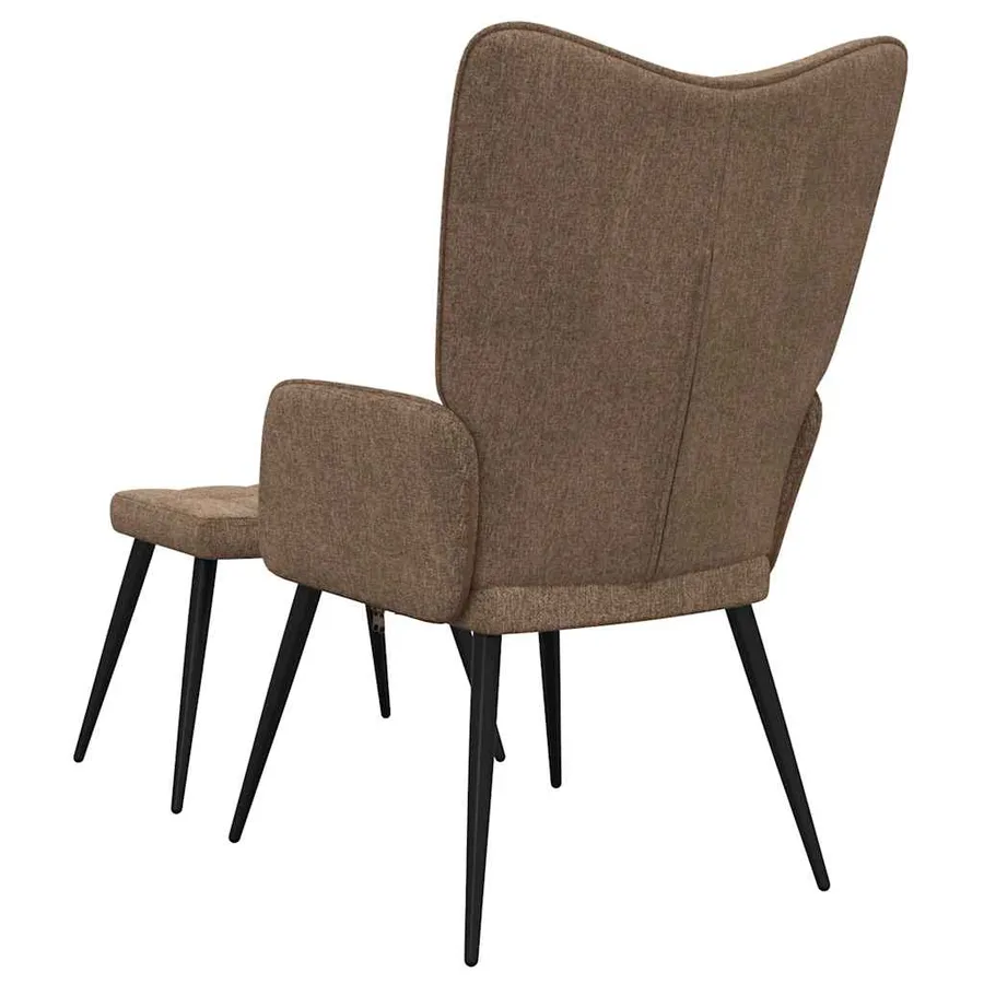 Chaise de relaxation avec tabouret Marron Tissu - 9