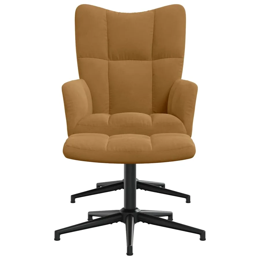 Chaise de relaxation avec tabouret Marron Velours - 3
