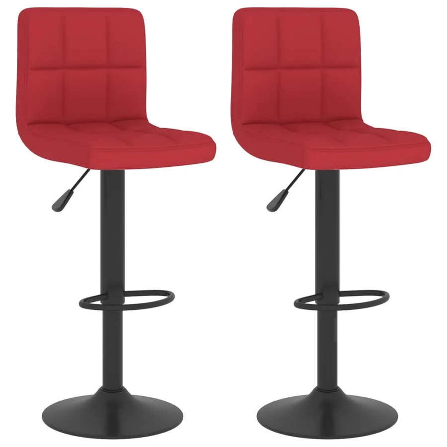 Tabourets de bar lot de 2 rouge bordeaux tissu - 2