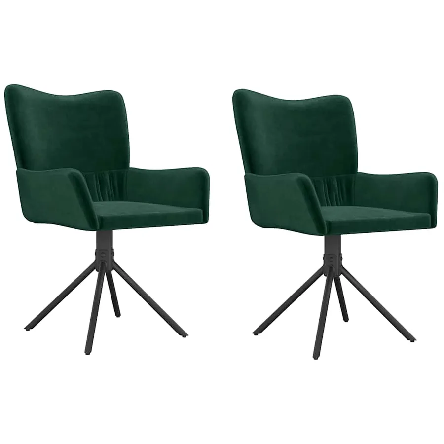Chaises pivotantes à manger lot de 2 Vert foncé Velours - 2
