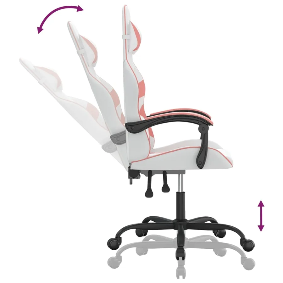 Chaise de jeu pivotante Blanc et rose Similicuir - 10