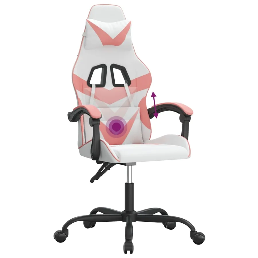 Chaise de jeu pivotante Blanc et rose Similicuir - 11