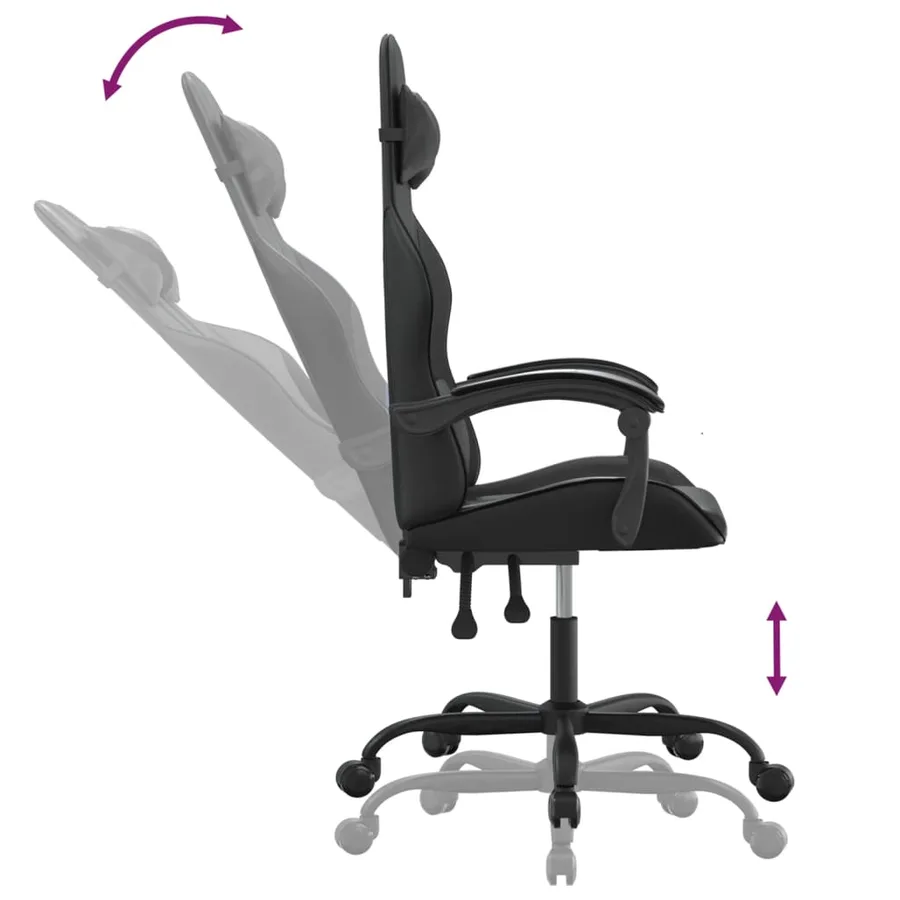 Chaise de jeu pivotante Noir Similicuir - 10