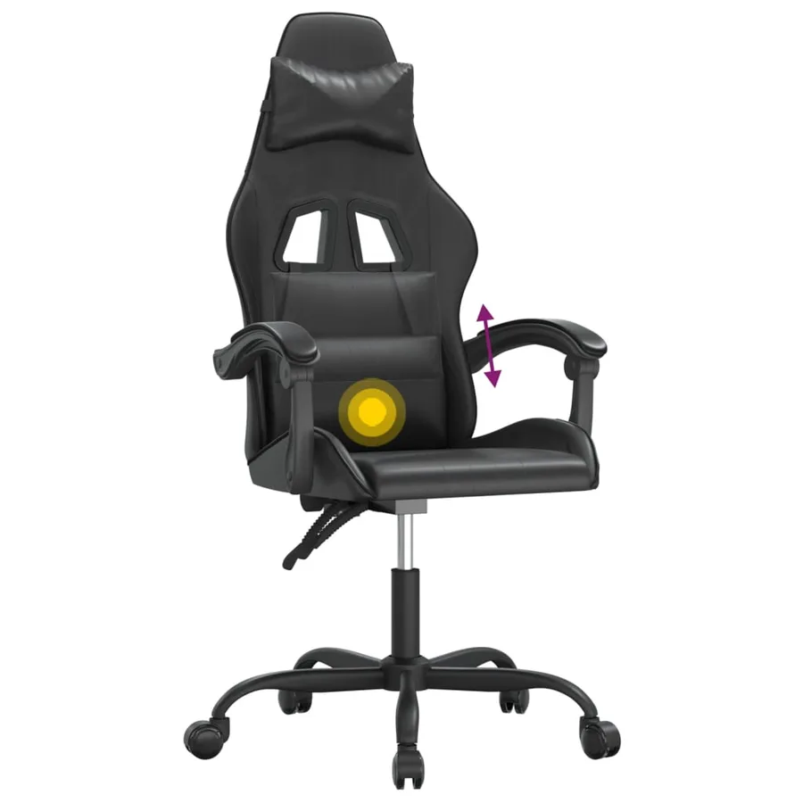 Chaise de jeu pivotante Noir Similicuir - 11