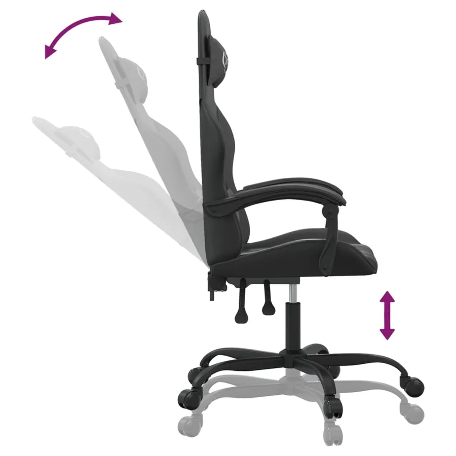 Chaise de jeu pivotante Noir Similicuir - 10