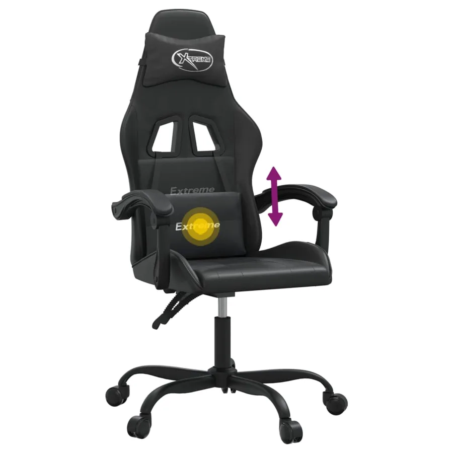 Chaise de jeu pivotante Noir Similicuir - 11