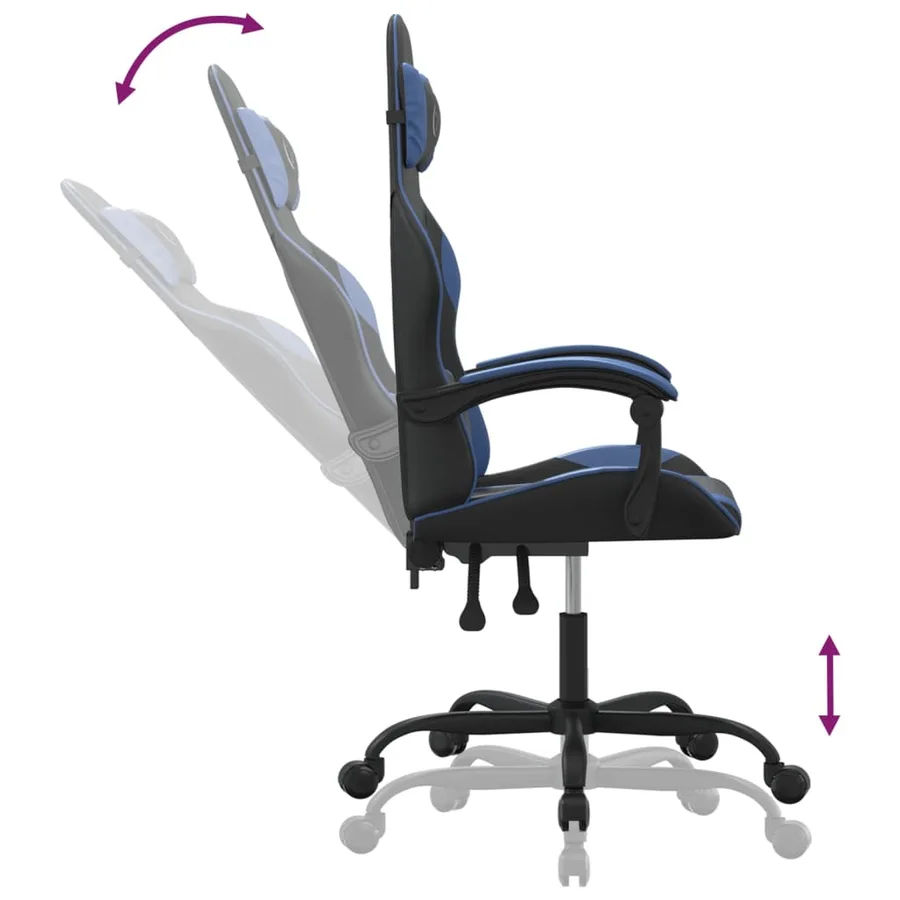 Chaise de jeu pivotante Noir et bleu Similicuir - 10