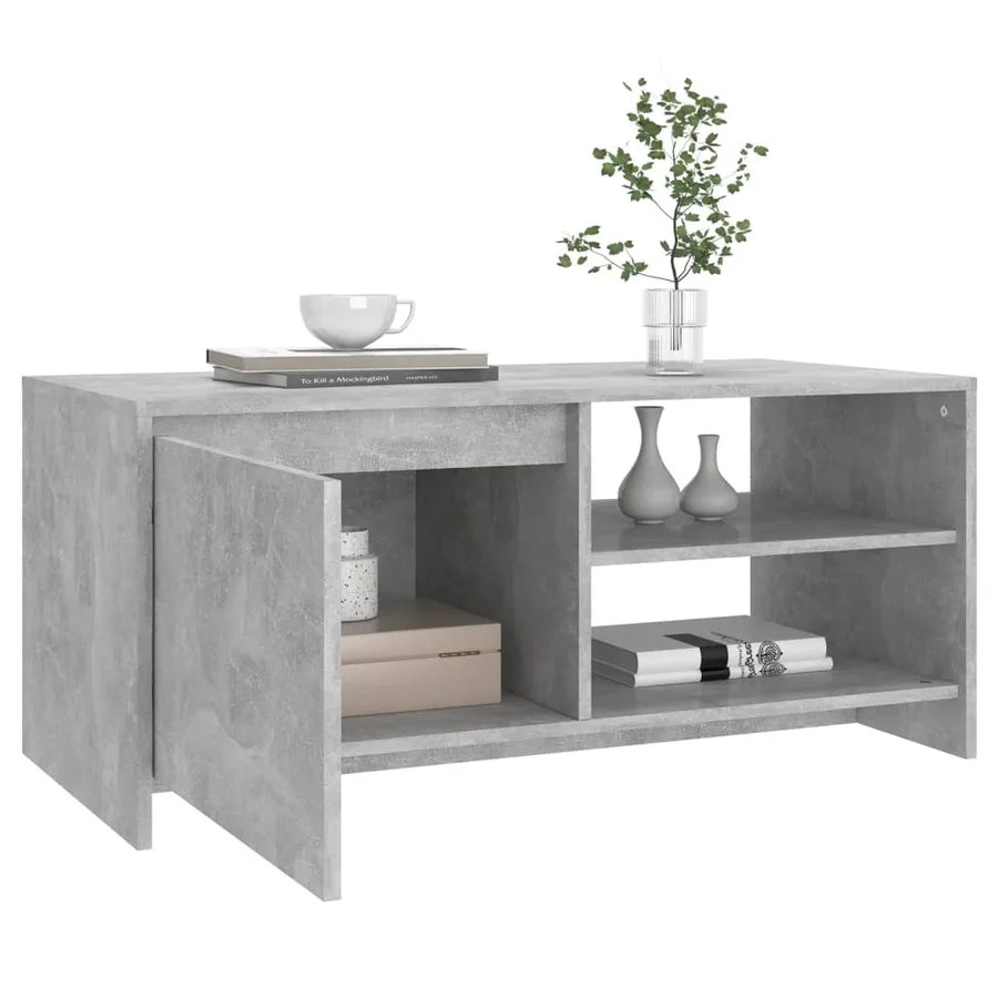 Table basse gris béton 102x50x45 cm bois d'ingénierie - 4