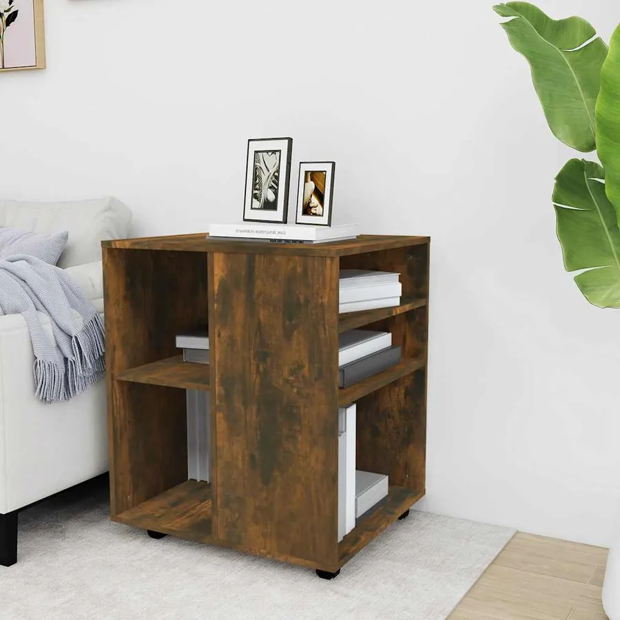 Armoire roulante Chêne fumé 60x53x72 cm Bois d'ingénierie - 3