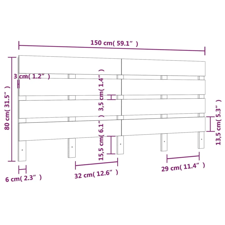 Tête de lit 150x3x80 cm Bois massif de pin - 6