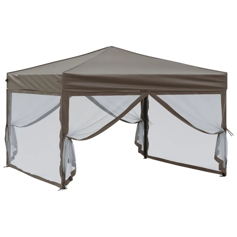 Tente de réception pliable avec parois Taupe 3x3 m - 3