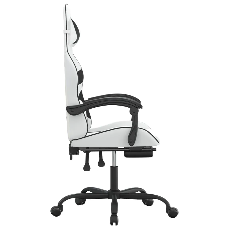 Chaise de jeu pivotante et repose-pied Blanc et noir Similicuir - 4