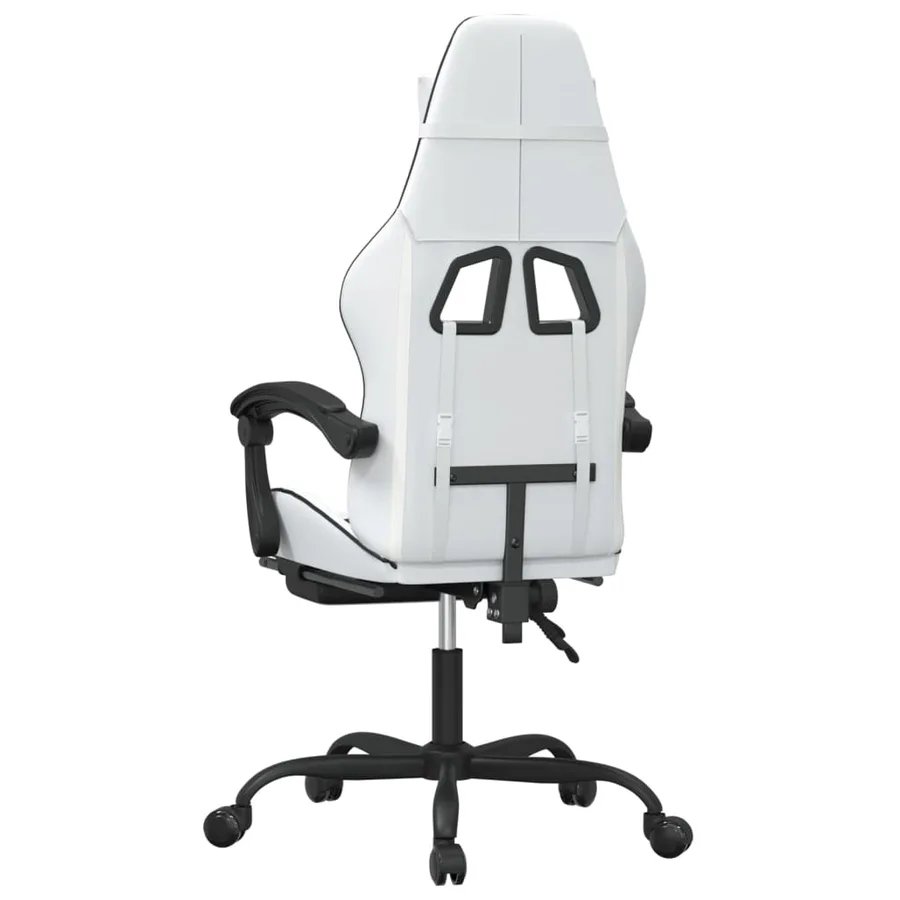 Chaise de jeu pivotante et repose-pied Blanc et noir Similicuir - 5