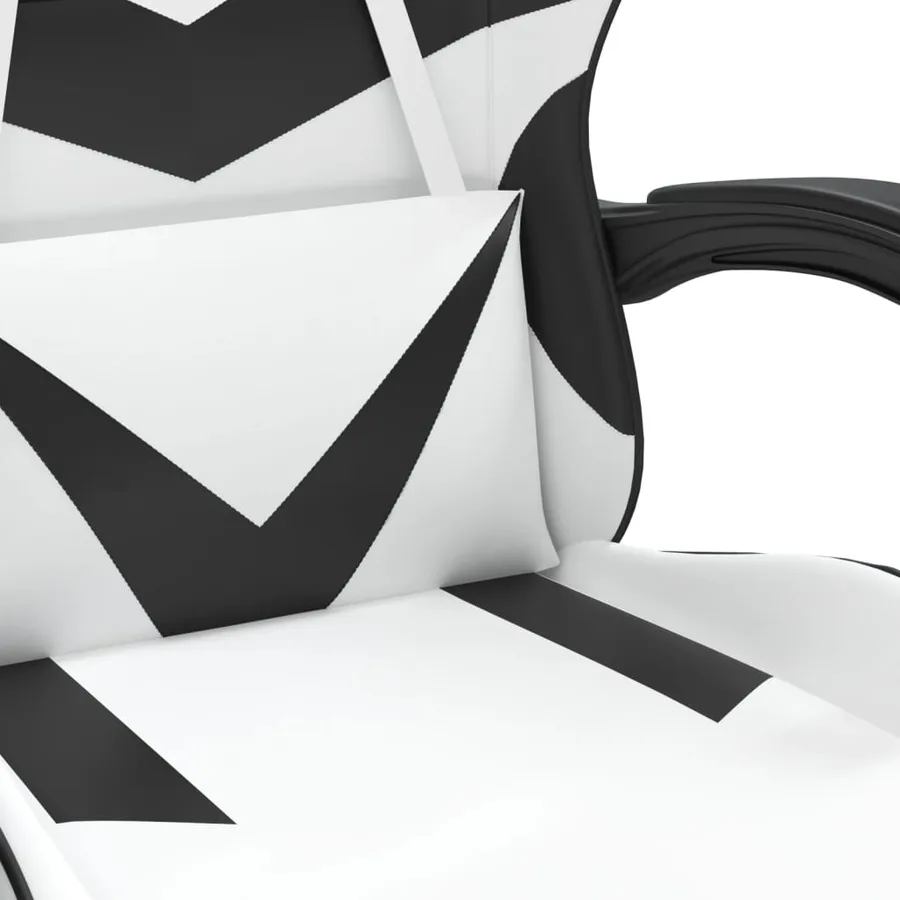Chaise de jeu pivotante et repose-pied Blanc et noir Similicuir - 7