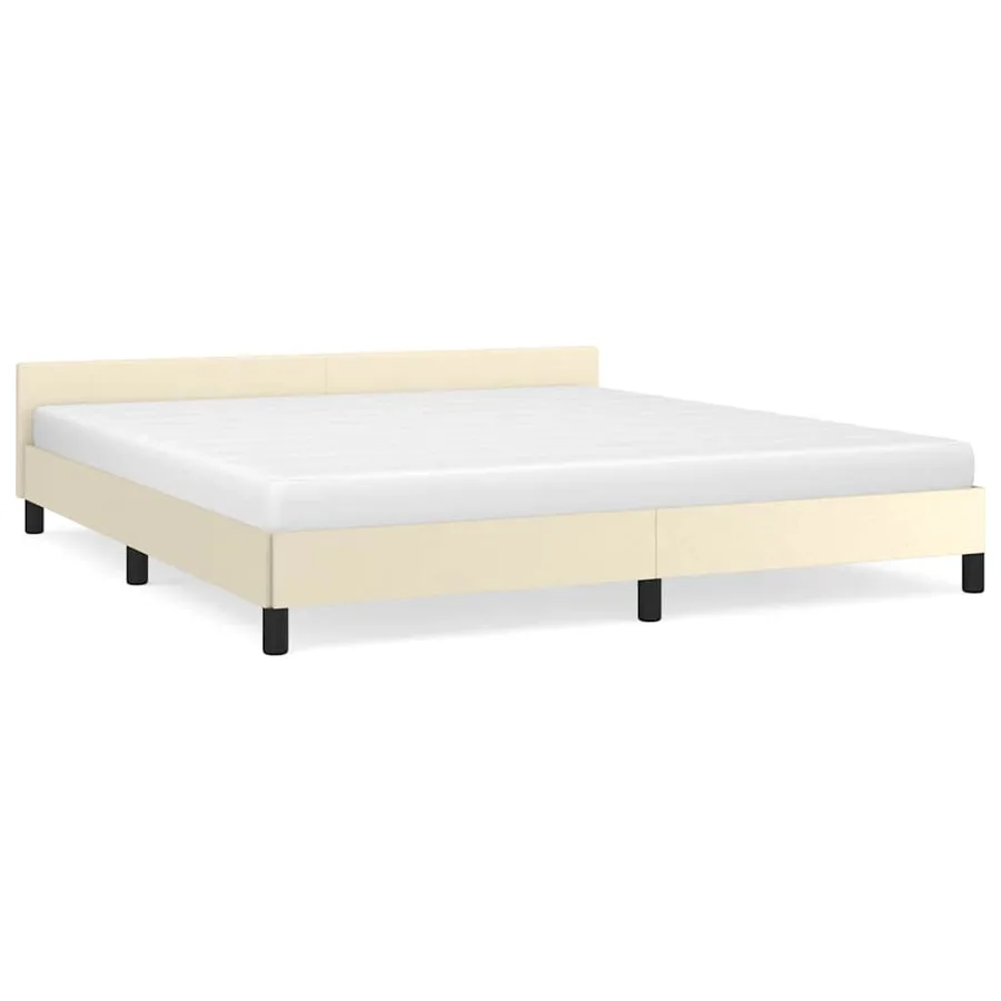 Cadre de lit avec tête de lit sans matelas crème 180x200 cm - 2