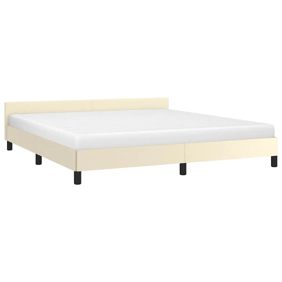 Cadre de lit avec tête de lit sans matelas crème 180x200 cm - 3