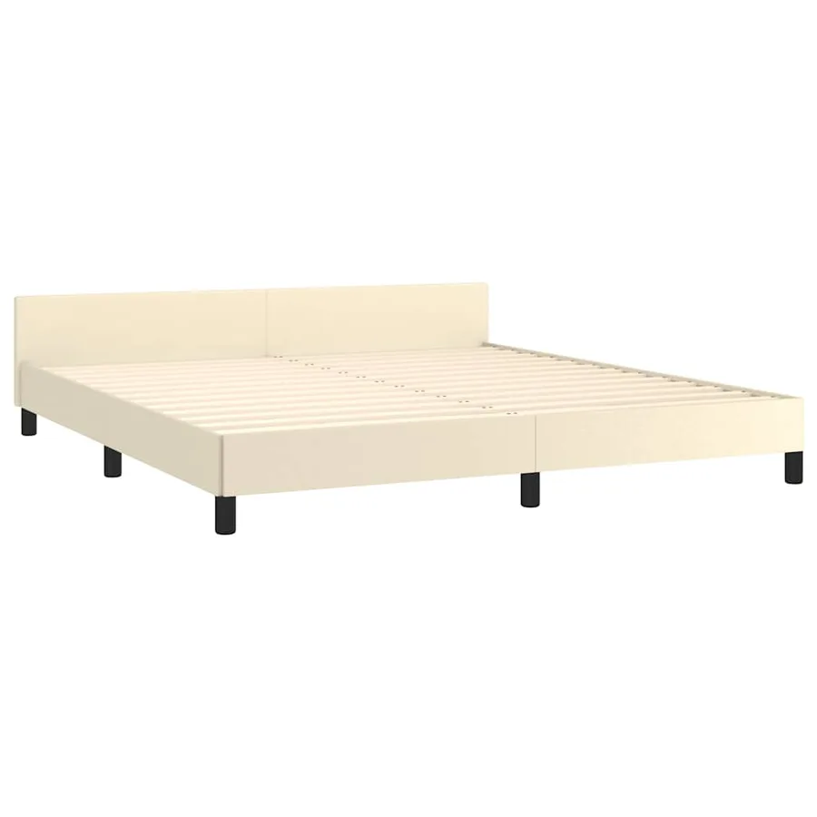 Cadre de lit avec tête de lit sans matelas crème 180x200 cm - 4