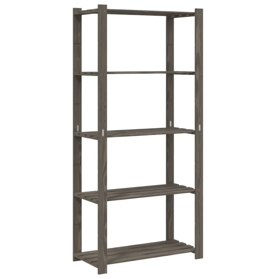 Support de rangement à 5 niveaux gris 80x38x170 cm bois de pin - 2