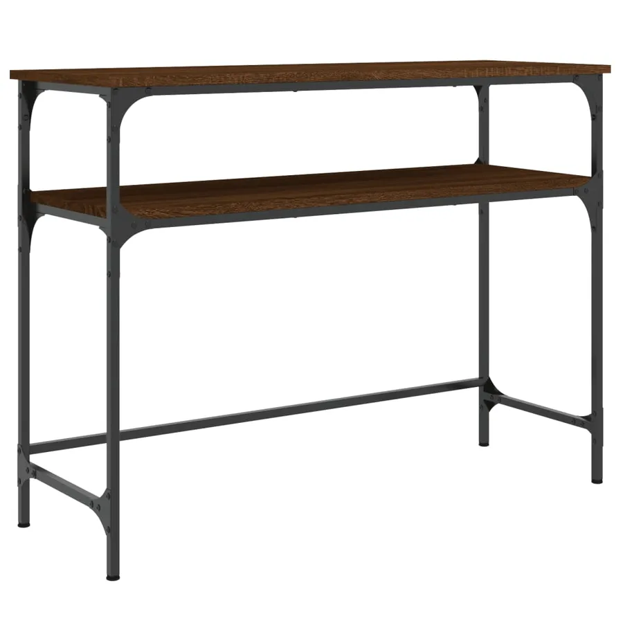 Table console chêne marron 100x35,5x75 cm bois d'ingénierie - 2