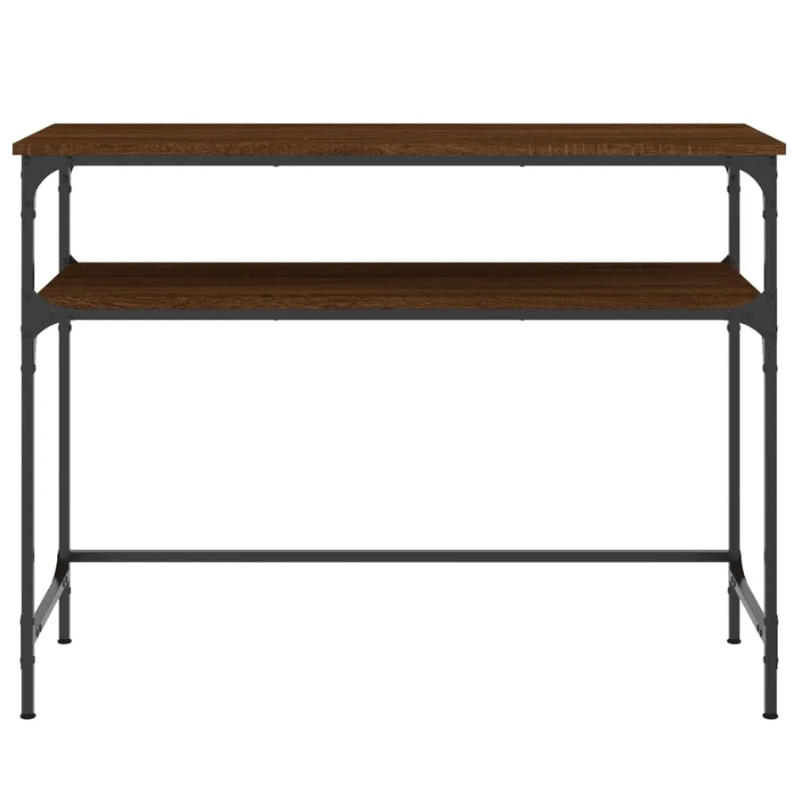 Table console chêne marron 100x35,5x75 cm bois d'ingénierie - 4