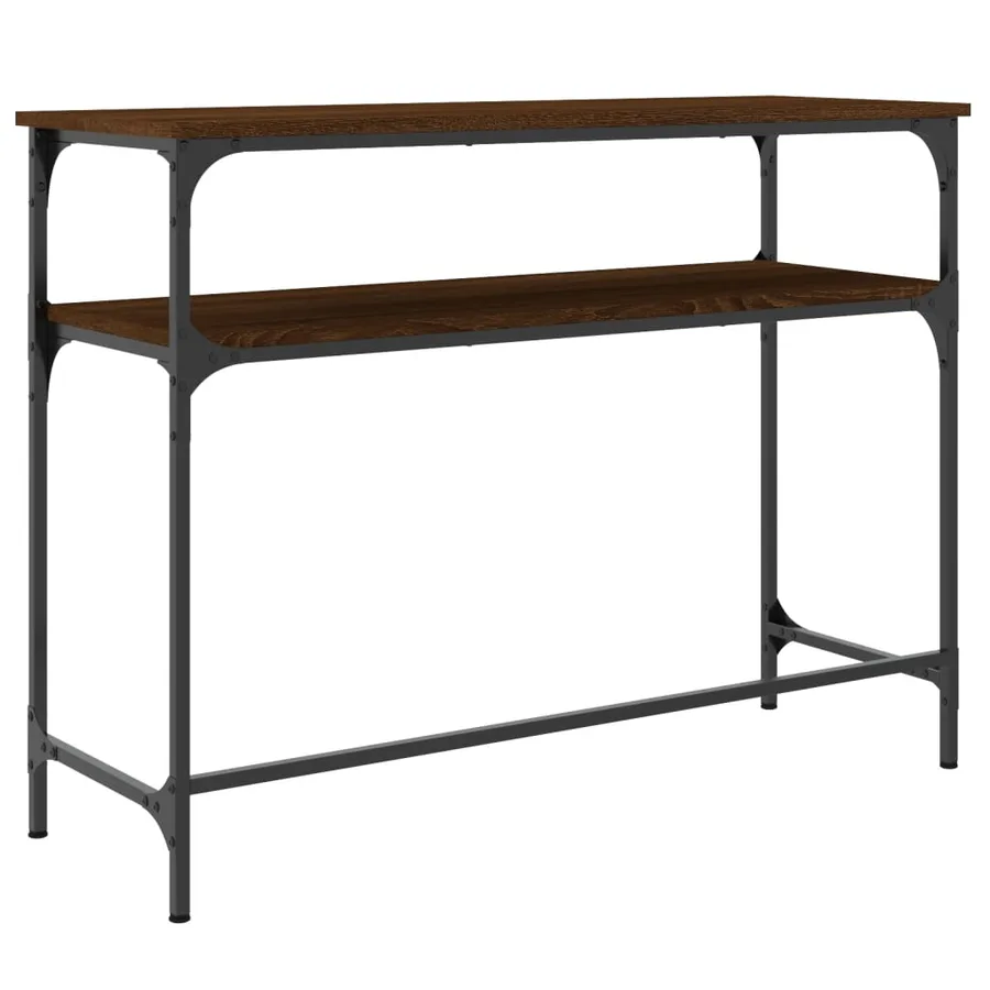 Table console chêne marron 100x35,5x75 cm bois d'ingénierie - 6