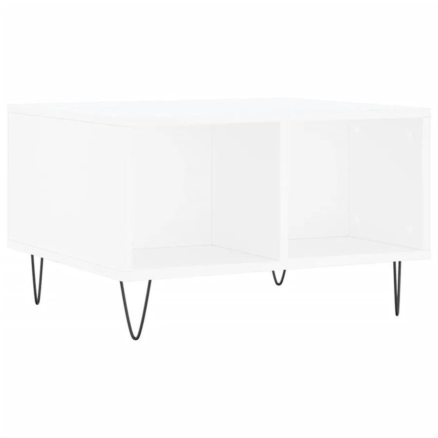Table basse Blanc 60x50x36,5 cm Bois d'ingénierie - 2
