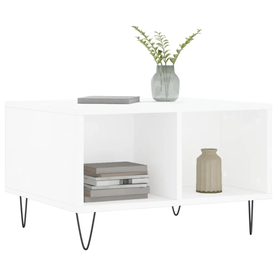 Table basse Blanc 60x50x36,5 cm Bois d'ingénierie - 3