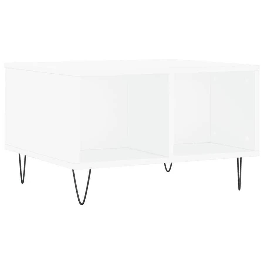 Table basse Blanc 60x50x36,5 cm Bois d'ingénierie - 6
