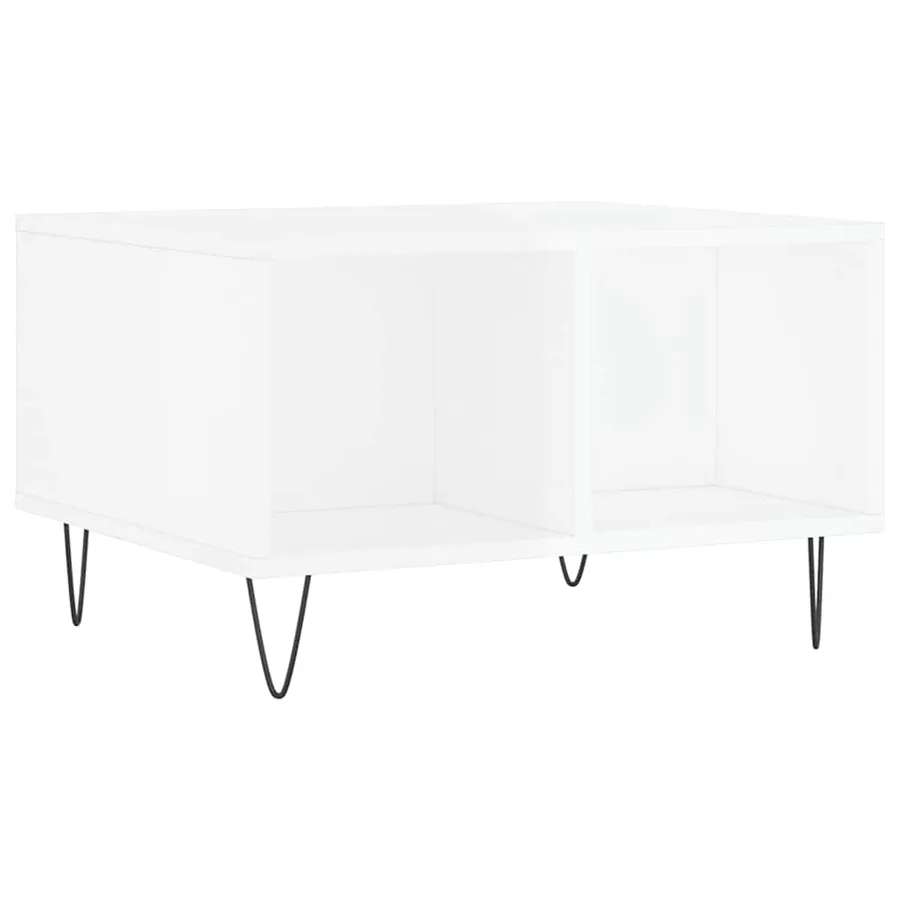 Table basse Blanc brillant 60x50x36,5 cm Bois d'ingénierie - 2