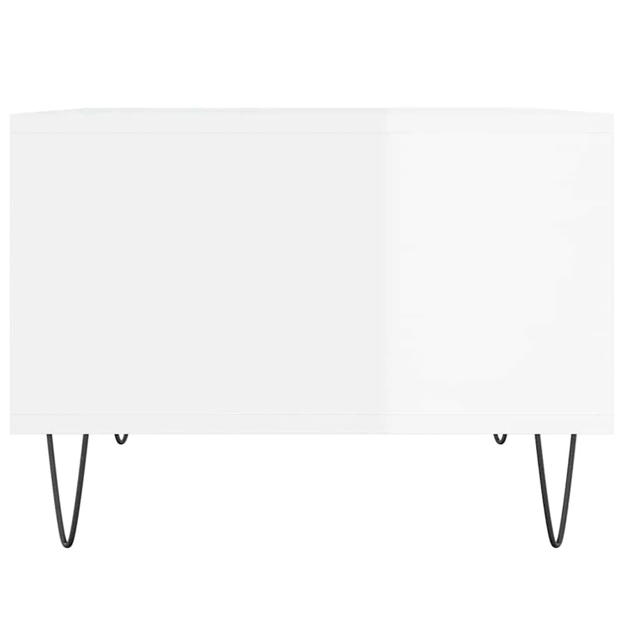 Table basse Blanc brillant 60x50x36,5 cm Bois d'ingénierie - 5