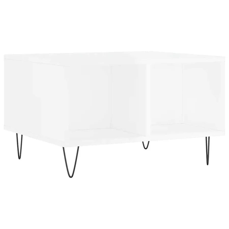 Table basse Blanc brillant 60x50x36,5 cm Bois d'ingénierie - 6