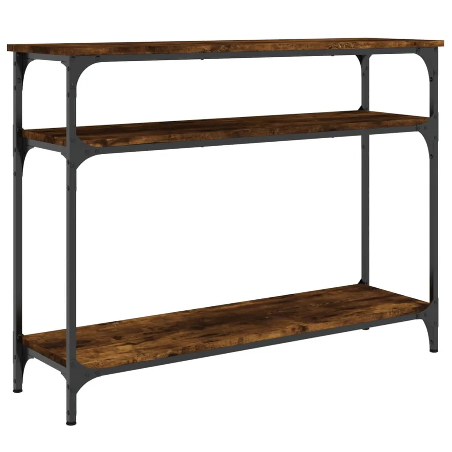 Table console chêne fumé 100x29x75 cm bois d'ingénierie - 2