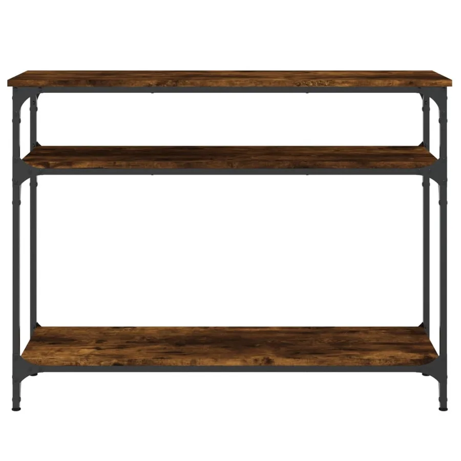 Table console chêne fumé 100x29x75 cm bois d'ingénierie - 4