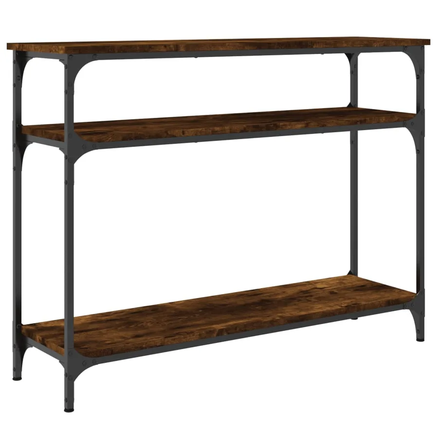 Table console chêne fumé 100x29x75 cm bois d'ingénierie - 6