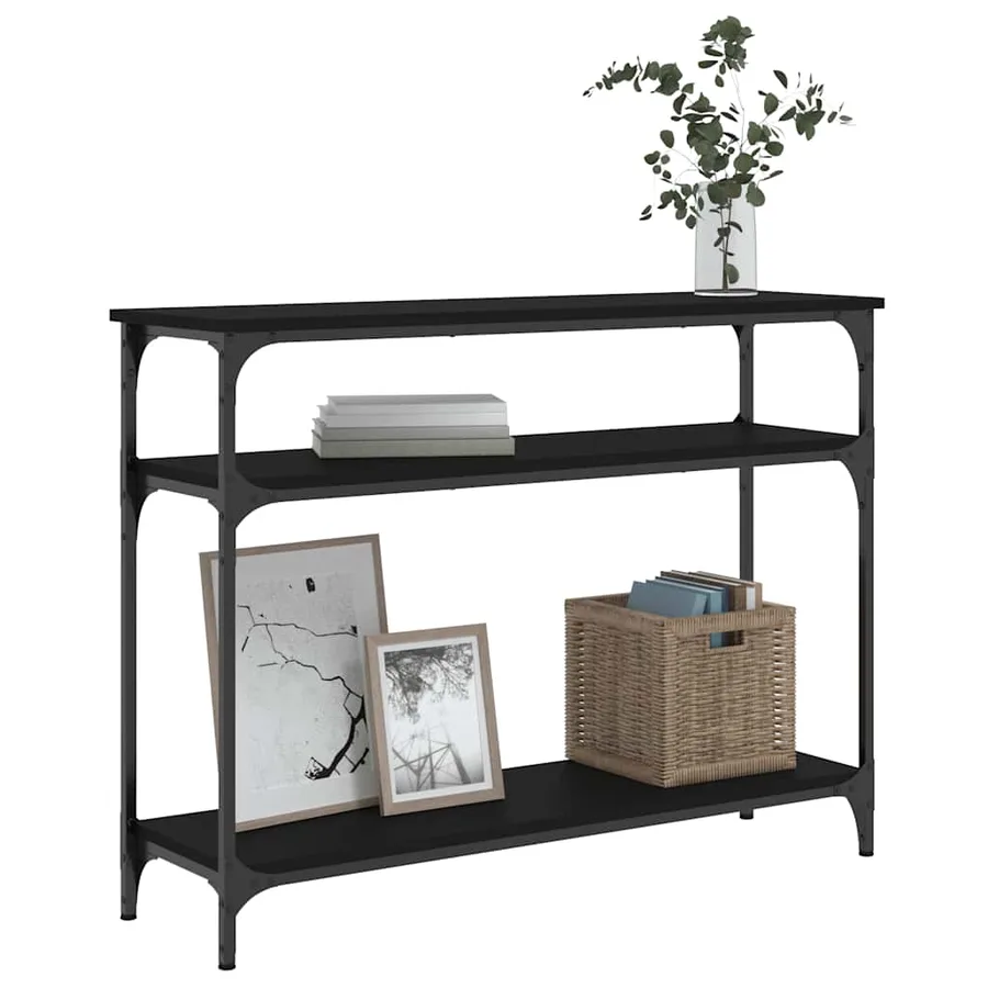 Table console noir 100x29x75 cm bois d'ingénierie - 3